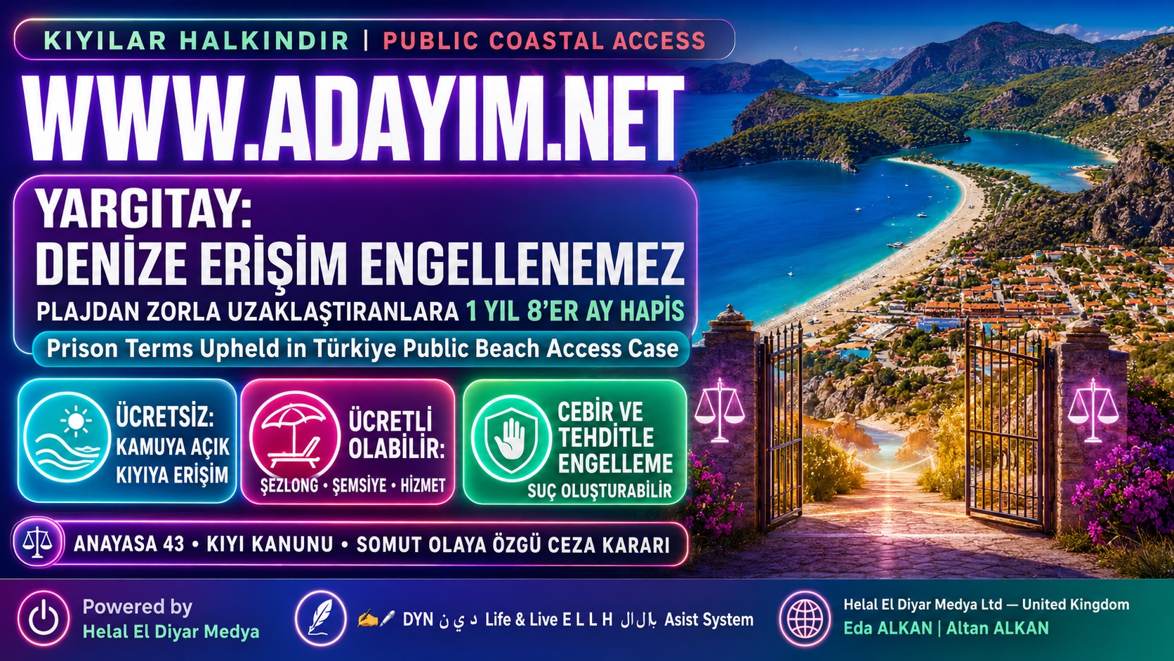 KUMSAL VE PLAJLARA HALKIN GIRMESINI ENGELLEYENLERE HAPİS CEZASI  YARGITAY’DAN KIYILAR İÇİN EMSAL KARAR PLAJDAN ZORLA UZAKLAŞTIRANLARA 1 YIL 8’ER AY HAPİS