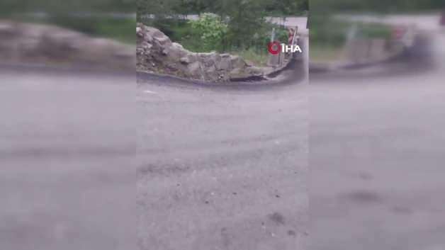 Karadeniz zekası sınır tanımadı: Dev konteyneri dik yamaçtan geri vitesle taşıdı